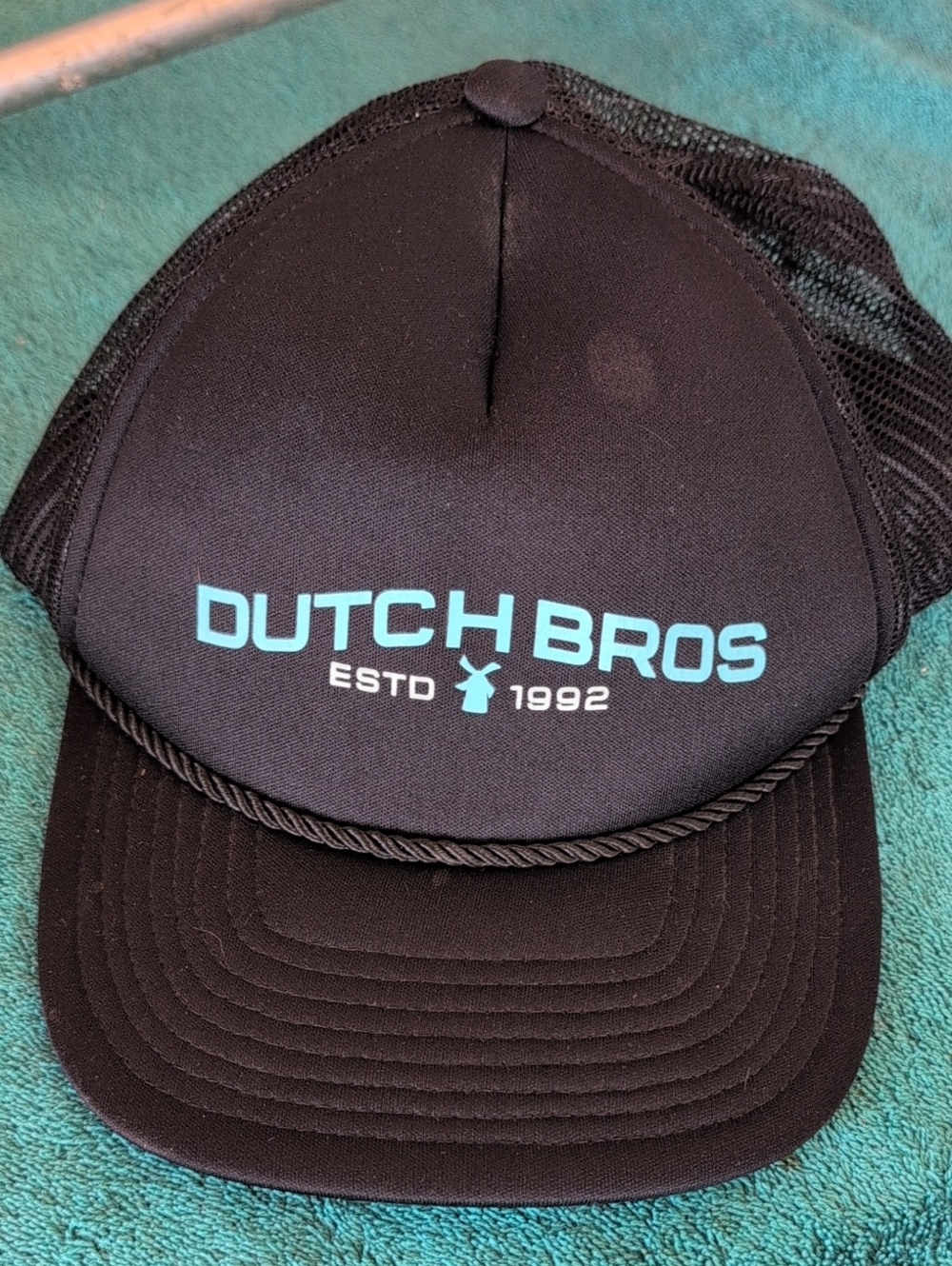 Dutch Bros Black Cap with Teal Logo